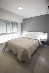 圣达菲Departamento de un dormitorio - JUJUY的一间卧室设有一张大床和大窗户