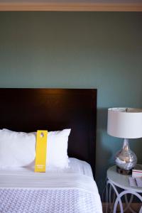 帕罗奥多帕洛阿尔托皇冠假日酒店的床上有黄色的领带