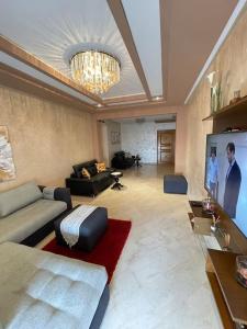 NouaceurBig luxury apartment near airport的带沙发和电视的客厅