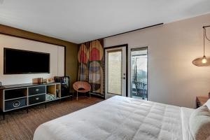 棕榈泉Mahala的一间卧室配有一张床和一台平面电视