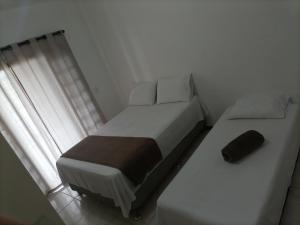 纳韦甘蒂斯Pousada Cama & Café的一间卧室设有两张床和窗户。