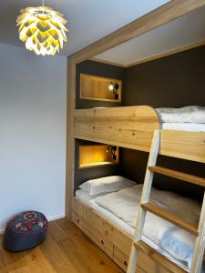 费尔德伯格Apartment Luise - direkt an der Skipiste - mit Sauna的客房内的双层床,带梯子