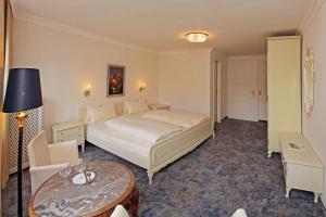 巴特维塞雷克斯酒店的酒店客房配有一张床铺和一张桌子。