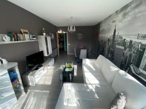 锡列达Precioso piso en el centro de Galicia.的客厅配有白色沙发和电视