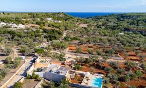 科尔萨诺Villa Tumari Private Pool的享有带游泳池的度假村的空中景致