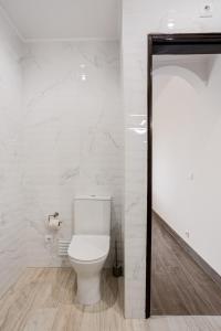 JOIVY Cosy studio wtih parking and garden的浴室设有白色卫生间和大理石墙壁。