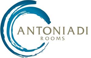 里瓦的亚Antoniadi Rooms的蓝色的海浪标志,带有审美室的词
