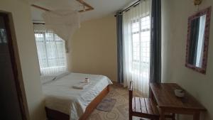 基苏木Lago Resort - Best Views in Kisumu的一间小卧室,配有床和2个窗户