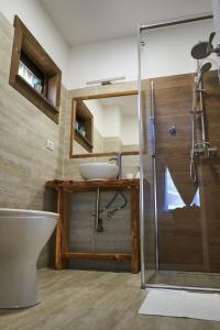 博尔沙Cabana Rose House的带淋浴、盥洗盆和卫生间的浴室