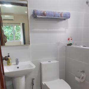 BacongVilla Estela guesthouse的一间带卫生间、水槽和镜子的浴室