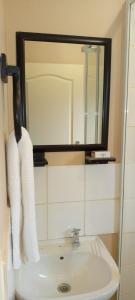 InandaEzweni Lodge的浴室设有白色水槽和镜子