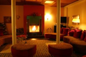 希察克尔希特扎克公园酒店的客厅设有壁炉、沙发和椅子