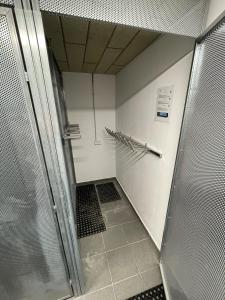 奥拉弗斯卡雷斯纳Apartmán Snow的一间带步入式淋浴间和墙壁的浴室
