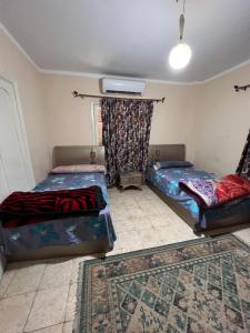 开罗Dar Misr的两张床铺,位于一间有两块地毯的房间