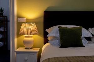 卡迪根卡莫尔甘宾馆的一间卧室,配有一张床和床头灯