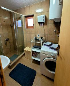 莫克拉戈拉Apartmani D&S的带淋浴和洗衣机的浴室
