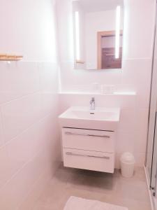 皮森多夫Appartement Fiffinjo的白色的浴室设有水槽和镜子