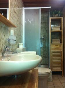 贝尔吉施格拉德巴赫厄休拉埃克公寓的一间带水槽、卫生间和淋浴的浴室
