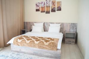 阿克套Aktau Airport Hotel的一间带大床和电视的卧室