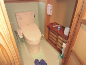 松本一組限定の貸切空間 Guest House Engiya的一间带卫生间和柜台的小浴室