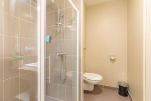 瑟松塞维涅雷恩-瑟松塞维涅城市公寓酒店的带淋浴和卫生间的浴室
