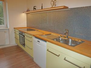 塞费尔德附近赖特Apartment Isolde by Interhome的厨房配有不锈钢水槽和台面