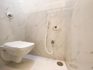 索拉普Hotel Ashirwad, Solapur的白色的浴室设有卫生间和淋浴。