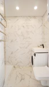 马里扬泊列Red Brick House的白色的浴室设有卫生间和水槽。
