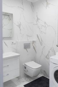 基希讷乌RentWill apartments Oliva的白色的浴室设有卫生间和水槽。