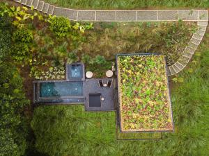 亚美尼亚Bio Habitat hotel的享有花园的顶部景致,设有游泳池