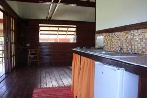 乌图罗阿赖阿特阿岛机场简易别墅度假屋的厨房配有水槽和台面