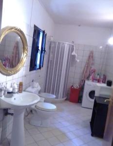 伦蒂尼Independent apartment from Vincenza的一间带水槽、卫生间和淋浴的浴室
