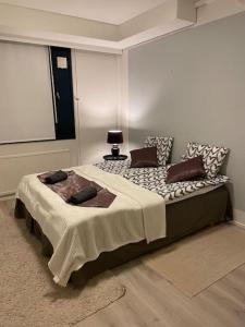 托尔尼奥Style 1BR Appartment in Tornio的一间卧室,卧室内配有一张大床