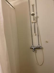托尔尼奥Style 1BR Appartment in Tornio的带淋浴和浴帘的浴室