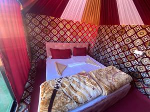 瓦迪拉姆Desert shine camp的帐篷内一间卧室,配有一张床