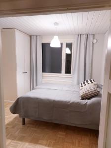 于韦斯屈莱Kotirinne 135 - järven rannalla的一间卧室设有一张大床和窗户