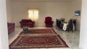 亚历山大فيلا محمد بدر的一间铺有红色地毯的客厅