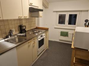Sennwald24-7 Rooms的厨房配有水槽和炉灶