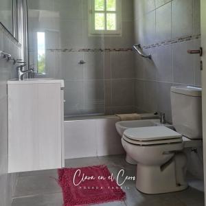 坦迪尔Clara en el Cerro的浴室配有卫生间、浴缸和水槽。