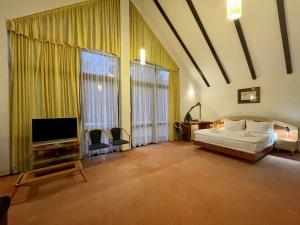波亚纳布拉索夫Vila Condor的一间卧室配有一张床和一台平面电视