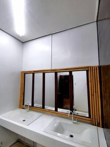 爱妮岛大保罗旅馆的一间带水槽和窗户的浴室