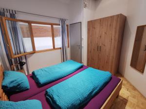 沃瑟姆阿尔伯格Apartment Bergführer的一间小卧室,配有两张床和窗户