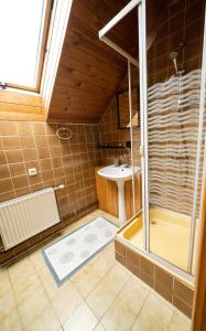 利加特内Avoti的带淋浴和盥洗盆的浴室