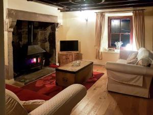 MickletonSyke Cottage的带沙发和壁炉的客厅