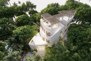 奥尔沃克斯岛Casa Molly的树木中房屋的空中景观