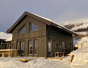 奥普达尔Vangslia, Oppdal. Lekker leilighet med ski inn/ski ut的雪中木屋