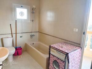 达哈布lucky house Dahab的带浴缸、卫生间和盥洗盆的浴室