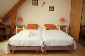 勒芒Chambre D'hôtes Francine et Gérard的卧室内两张并排的床