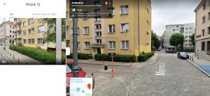 弗罗茨瓦夫Na zielonym Widoku的两张带有建筑物的空街道照片