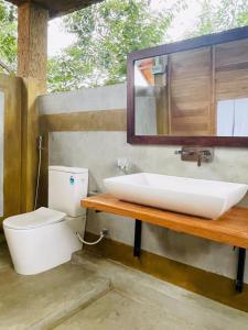 锡吉里亚Rock Shade Chalet- Sigiriya的一间带水槽和卫生间的浴室